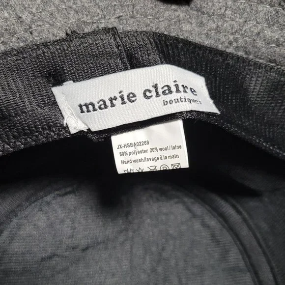 Marie Claire Boutique Wool Blend Bucket Hat Gray Bow Detail Retro Style Womens - Picture 2 of 6